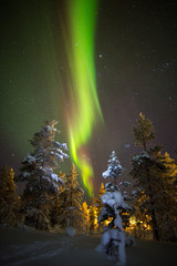 Aurora borealis (northern lights) in Lapland, Finland.