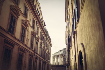 Picturesque street in the historic Trastevere district, Rome, Italy