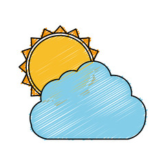 sun and cloud icon over white background. colorful design. vector illustration