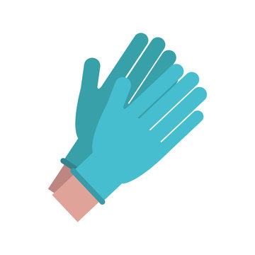 Hands With Medical Gloves Icon Over White Background. Colorful Design.  Vector Illustration