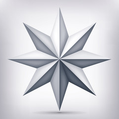 Obraz premium Volume eight-pointed twisted star, 3d object, geometry shape, mesh version, abstract vector 