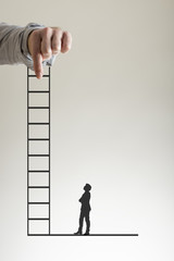Climbing ladder to success concept
