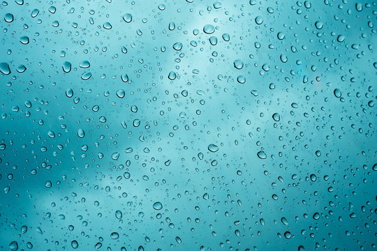 Rain water drop on glass