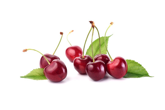 Cherries close up isolated on white