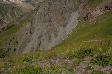 Slope of the mountains of the Elbrus region