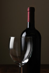 Closeup of a Wine Bottle and Glass