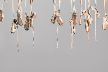 Hanging pointe shoes