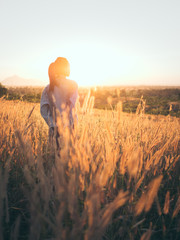 woman relax in a field