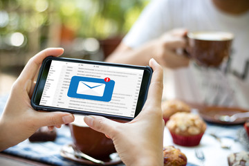 Mail Communication Connection message to mailing contacts phone Global Letters Concept