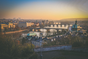 Obraz premium Beautiful colorful Prague view. Sunset in Europe