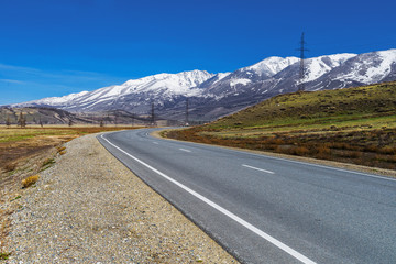 Highway in snowy mountains