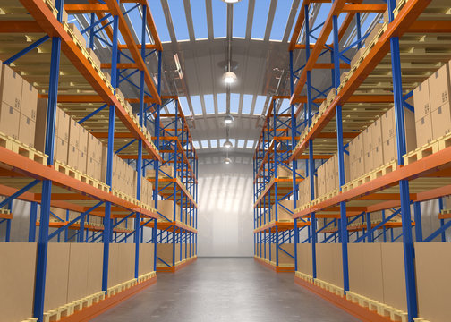 Empty modern warehouse. 3D rendering image.