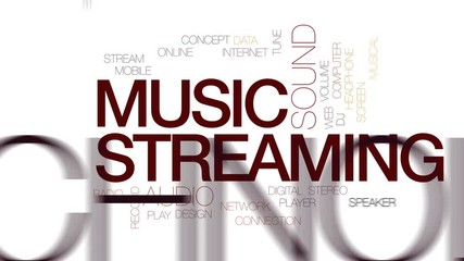 Music streaming animated word cloud, text design animation. Kinetic typography. - Powered by Adobe