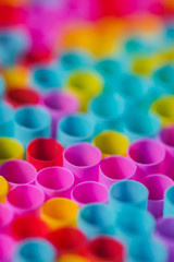 Macro image of pastel colored straws