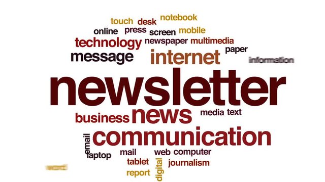Newsletter animated word cloud, text design animation.