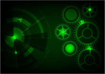 Green tech background with shining abstract vector