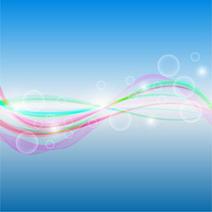 Abstract background - colorful waves and lines on blue background