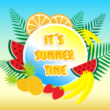 It's summer time banner with fruits