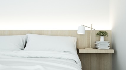 Interior minimal bedroom space in hotel - 3D Rendering