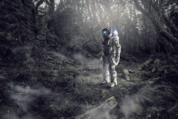 Astronaut in forest