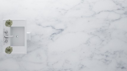 Basin top plan background marble - 3D Rendering