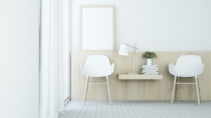 Fototapeta na wymiar The interior minimal living space in condominium - 3D Rendering
