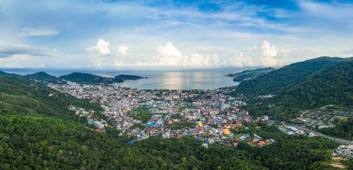 aerial photography at Patong beach in panorama