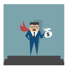 Business man on step to finding his his job for money planing