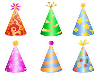 colorful party hat icons