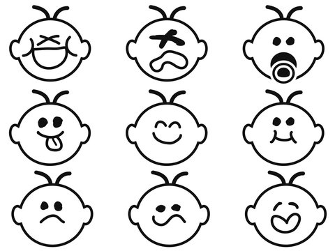 cute baby face icons