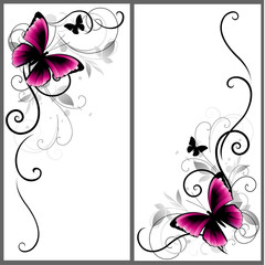 Naklejka na ściany i meble Set of beautiful corners with butterfly and decorative lines. Vector ornament for page decor