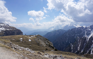 Trekking route at Tre Cime di Lavaredo in Dolomite, Italy