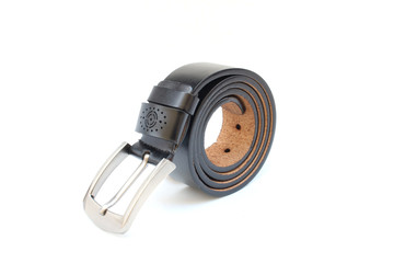 black belt leather on isolated