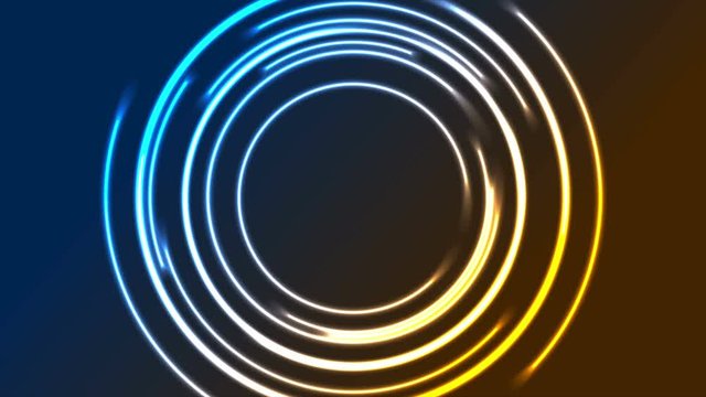 Colorful glowing neon circles abstract motion design. Seamless loop. Video animation Ultra HD 4K 3840x2160