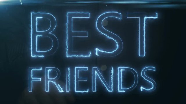 hand of a businessman pressing projects on a screen holographically the inscription best friends.