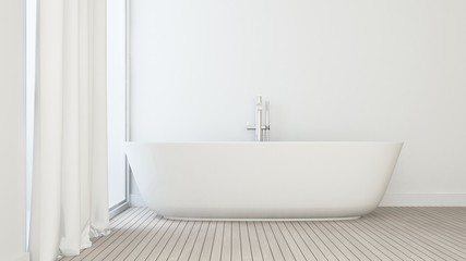 Fototapeta na wymiar The interior minimal bathtub space and wall decoration in apartment - 3D Rendering