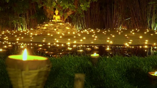 Visakha Bucha Day , candles in religious ceremony ,Chiang mai Thailand.