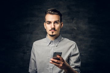 A man using smartphone.