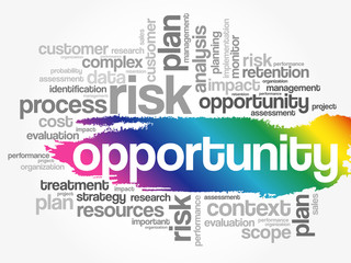 Opportunity word cloud collage, business concept background