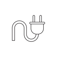 Plug vector icon in line style. Power wire cable flat illustration.