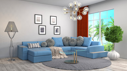 Interior living room. 3d illustration