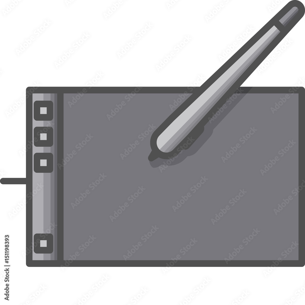 Fototapete simple artistic and hobby vector flat icon. graphic tablet for digital painting. flat style icon. 48