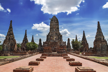 Obraz premium Historic as a tourist destination Unseen Thailand,Pagoda,Ruins,Wat Chai Watthanaram,Ayutthaya, Thailand