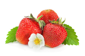 Strawberry fruit closeup on white