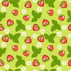 Seamless pattern with strawberries. Vector illustration.