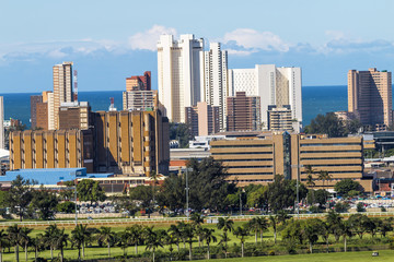 Fototapeta premium Blue Cloudy City Skyline in Durban South Africa