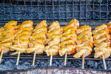 grilled chicken on stick