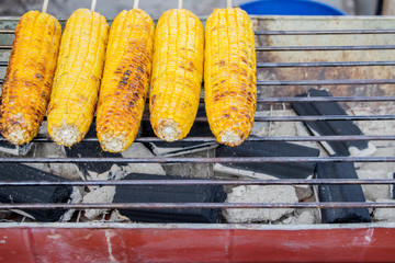 grilled corn on stove