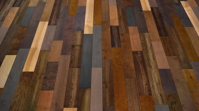 Pan across Mixed Species wood flooring background pattern 