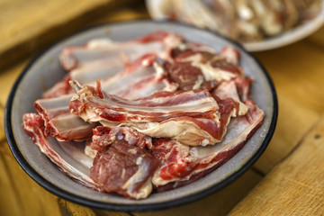Lamb and beef cut for grill